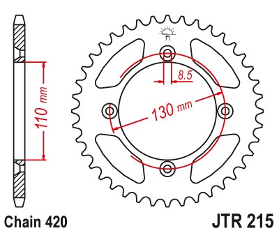 Zębatka tylna stalowa JT JTR215-50, 50Z, rozmiar 420