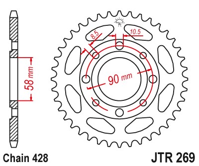 JT Sprosket JTR269-56 Zębatka tylna stalowa 56 zębów, rozmiar łańcucha 428 