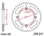 JT Sprocket JTR217-49 Zębatka tylna stalowa, 49 zębów, rozmiar łańcucha 428 