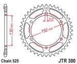 JT Sprocket JTR300-48 Zębatka tylna stalowa 48 zębów, rozmiar łańcucha 525 kolor srebrny