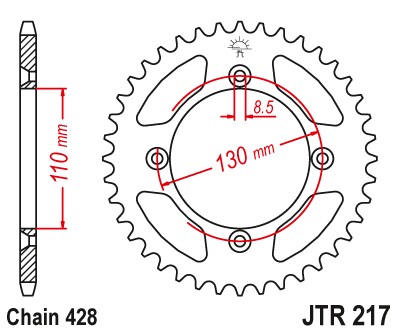 JT Sprocket JTR21749 Zębatka tylna stalowa, 49 zębów, rozmiar łańcucha 428 