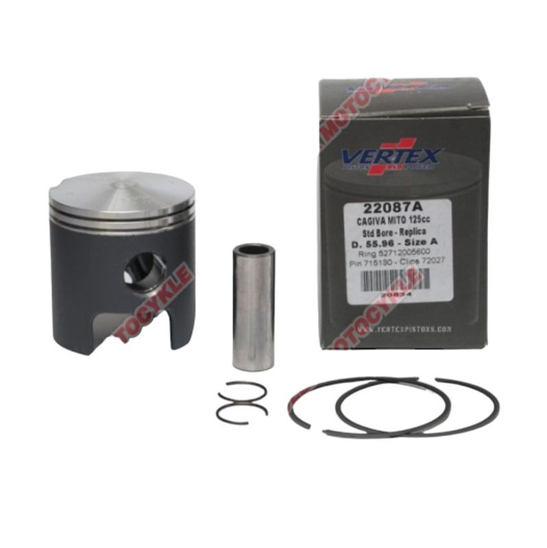 VERTEX TŁOK CAGIVA MITO 125 -'93, '99-'07 (55,96MM) (WYPUKŁE DENKO) (PIERŚCIENIE 52712005600 X 2 SZT.) (1)