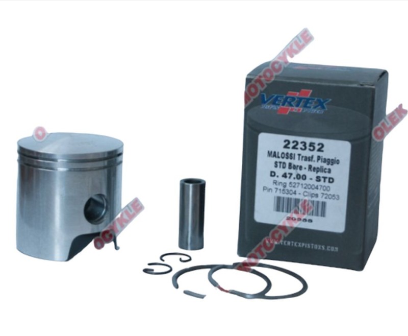 VERTEX TŁOK MALOSSI (PIAGGIO, GILERA) (47,00MM=NOMINAŁ) SWORZEŃ 12MM (PIERŚCIENIE 52712004700 X 2) (1)