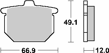 SBS KLOCKI HAMULCOWE KH29 STREET STANDART CERAMIC HONDA GL1100 GOLD WING '75-'77, CB 750 '77-'79 KOLOR CZARNY PRZÓD (1)