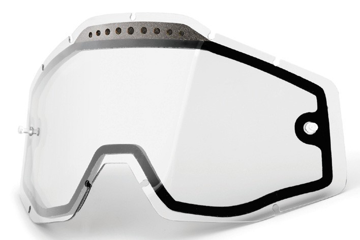 100 PROCENT WYPRZEDAŻ SZYBA/SZYBKA ENDURO PODWÓJNA WENTYLOWANA DO GOGLI RACECRAFT 1 / ACCURI 1 / STRATA 1 CLEAR KOLOR PRZEŹROCZYSTY Z ANTI FOG STARY KOD 51006-010-02 STARSZY