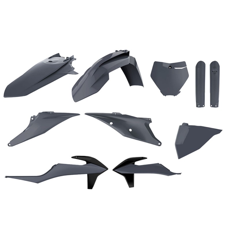 POLISPORT KOMPLET PLASTIKÓW (FULL KIT) KTM SX/SX-F '19-'22 W ZESTAWIE TABLICA PRZEDNIA (8666400007) I OSŁONY AMORTYZATORÓW (8398600011) KOLOR SZARY NARDO GREY