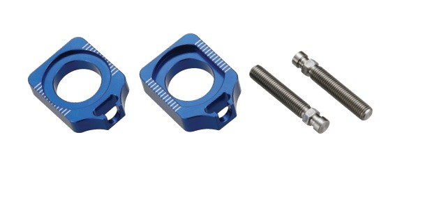 ACCEL NAPINACZ TYLNEJ OŚKI ZE ŚRUBĄ YAMAHA YZF 250 '12-'25 , YZF 450 '10-'25 KOLOR NIEBIESKI (KPL.-2SZT.) (1)