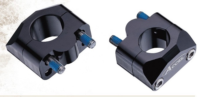 ACCEL MOCOWANIE/PODWYŻKI KIEROWNICY (DÓŁ-22,2/GÓRA-28,6MM) WYS. 20MM KOLOR CZARNY (BM-01BK22/28) (1)