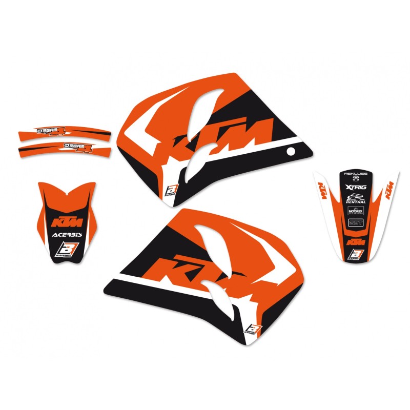 BLACKBIRD KOMPLET NAKLEJEK (OKLEIN) KTM 2T '93-'97 (2 STROKE ALL MODELS) DREAM 4 KOLOR POMARAŃCZOWY CZARNY (1)