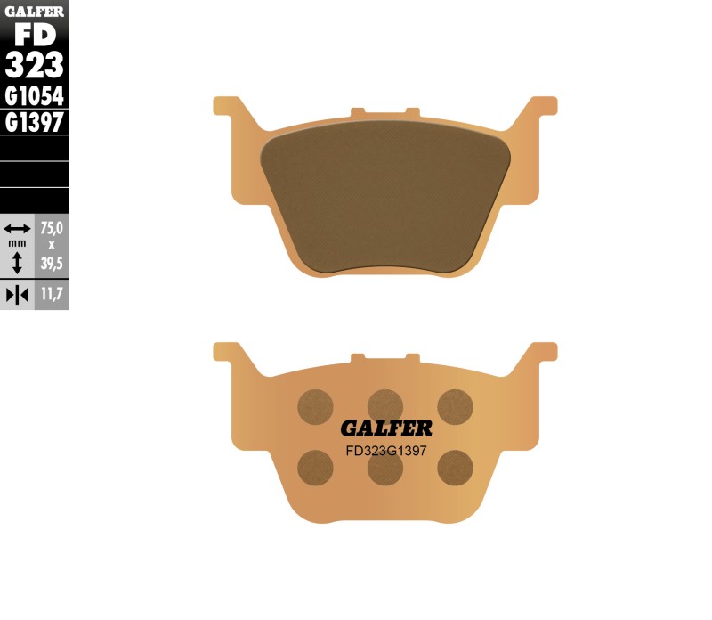 GALFER KLOCKI HAMULCOWE KH373 SPIEK METALICZNY (ZŁOTE) ATV TYŁ HONDA TRX 420 '09- ,TRX 450R '04-'05, TRX 680 RINCON '03- (1)
