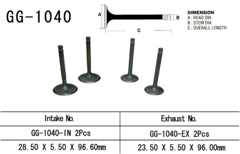 VESRAH ZAWÓR WYDECHOWY HONDA XR 250 R '86-'95 (2 NA POJAZD) (23,5X5,5X96,0 MM) (OEM: 14721-KR6-000) (1SZT.) (MADE IN JAPAN) (1)