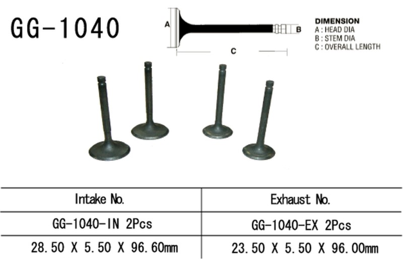 VESRAH ZAWÓR SSĄCY HONDA XR 250R '86-'95 (2 NA POJAZD) (28,5X5,5X96,6 MM) (OEM: 14711-KK1-000) (1SZT.) (MADE IN JAPAN) (1)