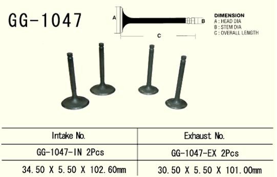 VESRAH ZAWÓR WYDECHOWY HONDA TRX 650/680 '03-'17 (2 NA POJAZD) (30,5X5,50X101,0 MM) (OEM: 14721-HN8-000,GG-HL3-A00) (1SZT.) (MADE IN JAPAN) (1)
