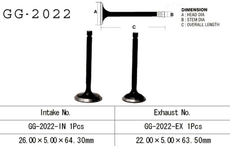 VESRAH ZAWÓR SSĄCY YAMAHA YFM 125 GRIZZLY '04-'15, RAPTOR 125 '11-'15, XC 125 RIVA '96-'01 (OEM: 50M-12111-00,5AP-12111-00) (1SZT.) (MADE IN JAPAN) (1)