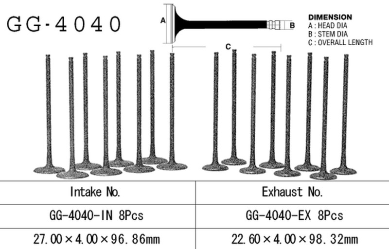 VESRAH ZAWÓR SSĄCY KAWASAKI ZX 6R '95-02, ZZR 600 '06-08' (OEM: 12004-1120,12004-1150) (1SZT.) (MADE IN JAPAN) (1)
