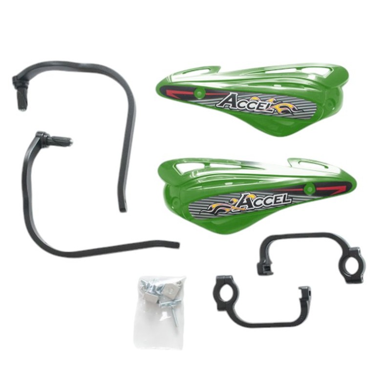 ACCEL OSŁONY RĄK (HANDBARY) Z MOCOWANIEM ALUMINIOWYM STRONG (22+28MM) MOCOWANIE 2 PUNKTOWE (ALU-CZARNY, PLASTIK-ZIELONY)