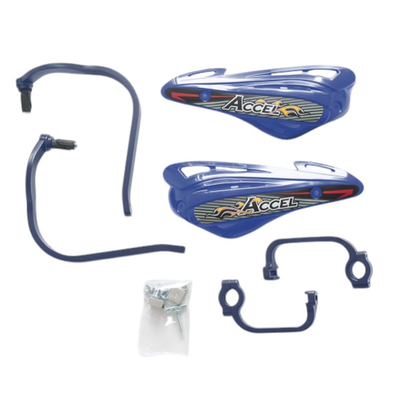 ACCEL OSŁONY RĄK (HANDBARY) Z MOCOWANIEM ALUMINIOWYM STRONG (22+28MM) MOCOWANIE 2 PUNKTOWE (ALU-NIEBIESKI PLASTIK-NIEBIESKI)