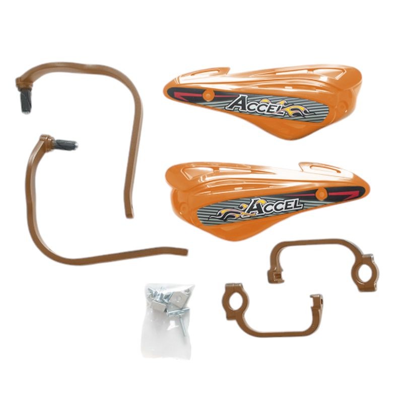 ACCEL OSŁONY RĄK (HANDBARY) Z MOCOWANIEM ALUMINIOWYM STRONG (22+28MM) MOCOWANIE 2 PUNKTOWE (ALU-POMARAŃCZOWY, PLASTIK-POMARAŃCZOWY) (1)