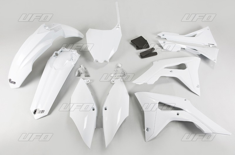 UFO KOMPLET PLASTIKÓW HONDA CRF 250R '18-'21, CRF 450R '17-'20 Z OSŁONAMI FILTRA POWIETRZA KOLOR BIAŁY (HO123E041)