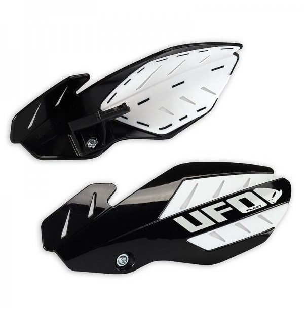 UFO OSŁONY RĄK (HANDBARY) FLAME HUSQVARNA TC 250 '14-'16, TE 250/300 '14-'16, FC '14-'15, FE '14-'16 KOLOR CZARNY/BIAŁY (Z MOCOWANIAMI)