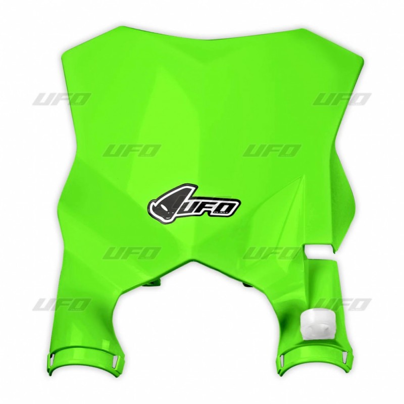 UFO TABLICA NA NUMER STARTOWY KAWASAKI KXF 250 17-19, KXF 450 16-19 KOLOR ZIELONY FLUO (STADIUM Z OSŁONAMI AMORTYZATORÓW)