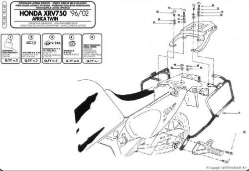 KAPPA STELAŻ KUFRÓW BOCZNYCH MONOKEY HONDA XRV 750 AFRICA TWIN (93-02) - RÓWNIEŻ POD KUFRY MONOKEY RETRO-FIT K-VENTURE ALU ORAZ K'MISSION ALU