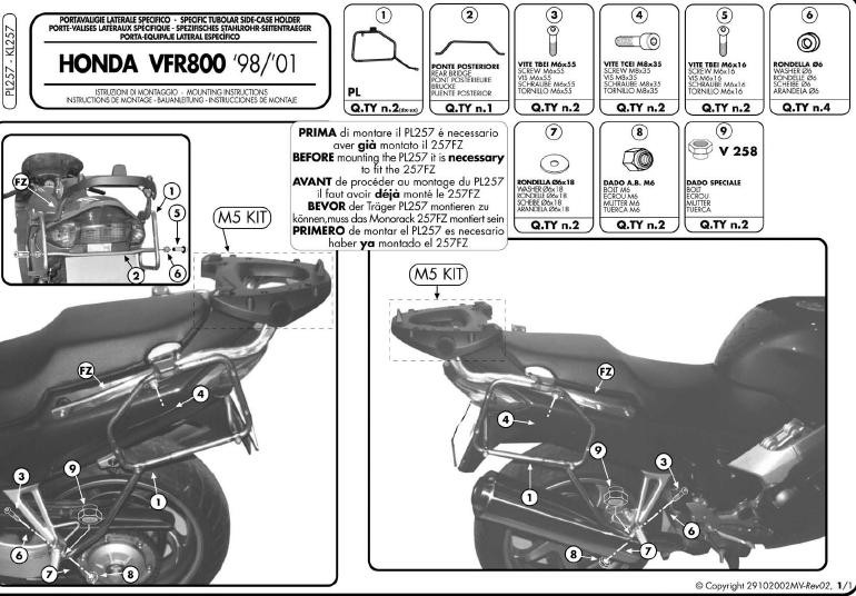 KAPPA STELAŻ KUFRÓW BOCZNYCH MONOKEY HONDA VFR 800 (98-01)