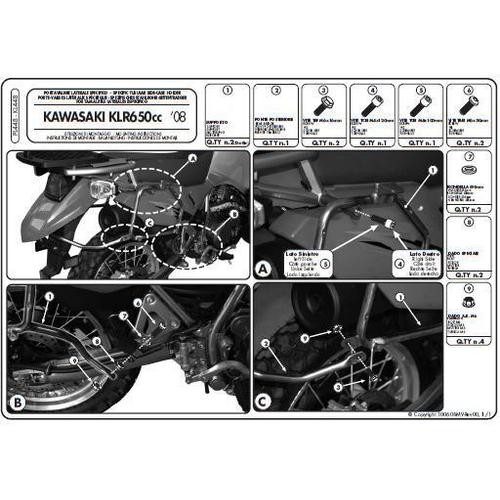 KAPPA STELAŻ KUFRÓW BOCZNYCH MONOKEY KAWASAKI KLR 650 Enduro (07-19) - RÓWNIEŻ POD KUFRY MONOKEY RETRO-FIT K-VENTURE ALU ORAZ K'MISSION ALU
