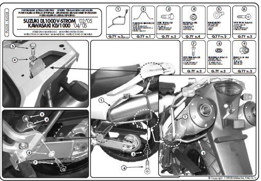 KAPPA STELAŻ KUFRÓW BOCZNYCH MONOKEY SUZUKI DL 1000 V-STROM (02-11), KAWASAKI KLV 1000 (04-09) - RÓWNIEŻ POD KUFRY MONOKEY RETRO-FIT K-VENTURE ALU ORAZ K'MISSION ALU