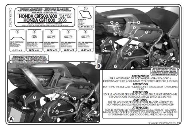 KAPPA STELAŻ KUFRÓW BOCZNYCH MONOKEY SIDE HONDA CBF 500/600/1000 - TYLKO POD KUFRY K33N K'ROAD