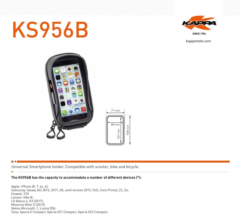 KAPPA TORBA NA GPS / SMARTPHONE IPHONE 6/6S/7/8 SAMSUNG GALAXY NOKIA/MICROSOFT SONY XPERIA Z MOCOWANIEM NA KIEROWNICĘ I LUSTERKO - PATRZ OPIS DODATKOWY - PROMOCJA - WYPRZEDAŻ - STD CENA 189,-