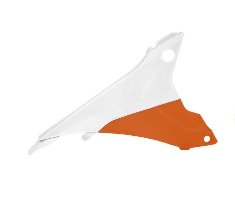 RACETECH (RTECH) WYPRZEDAŻ OSŁONA FILTRA POWIETRZA PRAWA KTM EXC/EXCF 125-500 '14-16 KOLOR OEM 2015 POMARAŃCZOWY/BIAŁY (KT04054999WRT)