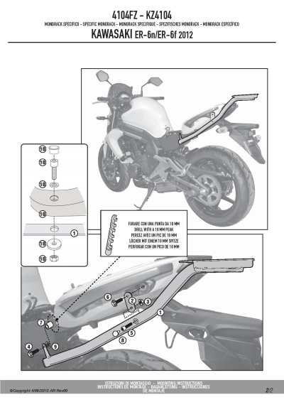 KAPPA STELAŻ KUFRA CENTRALNEGO KAWASAKI ER-6N / ER-6F 650 (12-15) ( BEZ PŁYTY )