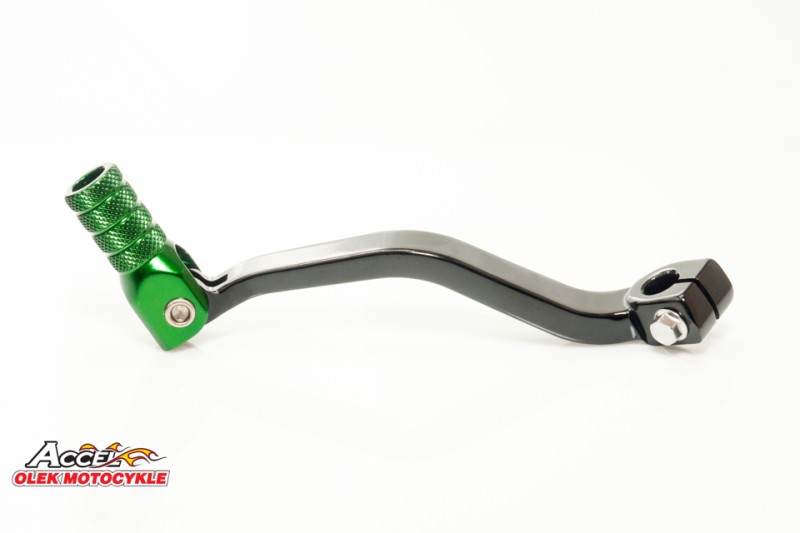 ACCEL DŹWIGNIA ZMIANY BIEGÓW KAWASAKI KX 60 '85-'02, KX 80/85 '91-'18 ALUMINIOWA KOLOR CZARNY, KOŃCÓWKA ZIELONA