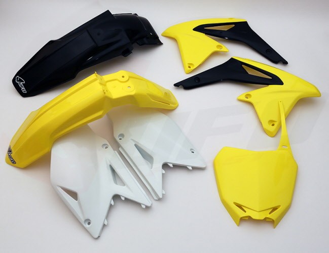 UFO KOMPLET PLASTIKÓW SUZUKI RMZ 450 '08-'17 KOLOR OEM 13' (ŻÓŁTY/BIAŁY/CZARNY) (SU414E999)