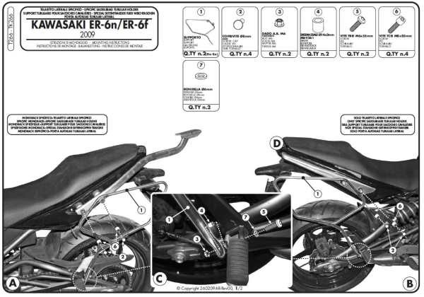 KAPPA STELAŻ POD TORBY (SAKWY) BOCZNE KAWASAKI ER-6N 05 - 08
