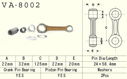 VESRAH KORBOWÓD KAWASAKI KX 250 (KX250) '78-'08, KDX 250 (KDX250) '91-'94 (VA8002) (MADE IN JAPAN) (1)