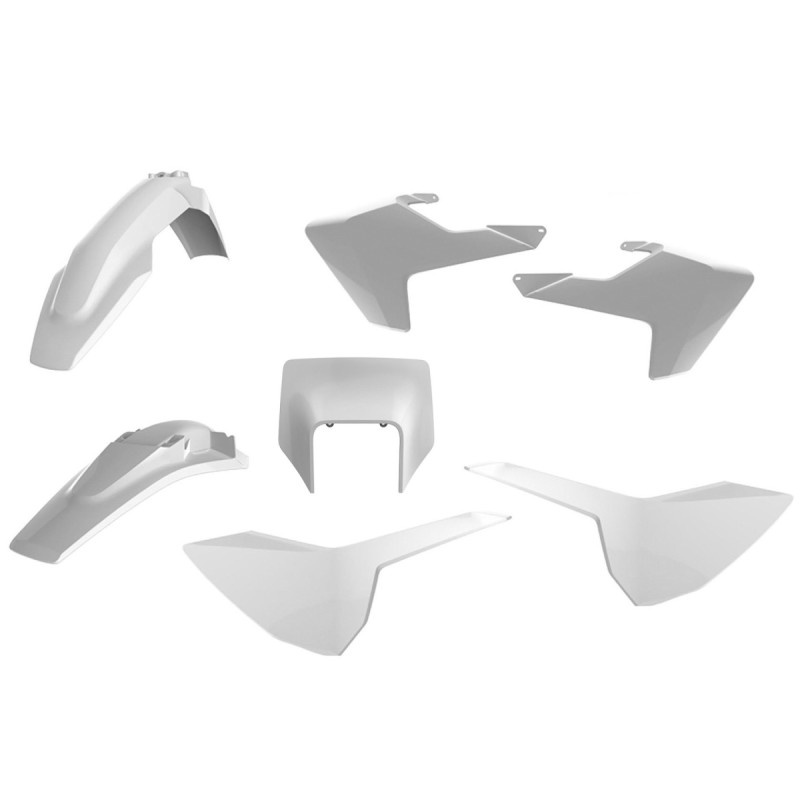 POLISPORT WYPRZEDAŻ KOMPLET PLASTIKÓW HUSQVARNA TE/FE TPI '17-'19 W ZESTAWIE OSŁONA LAMPY PRZEDNIEJ (8666900001) KOLOR BIAŁY OEM