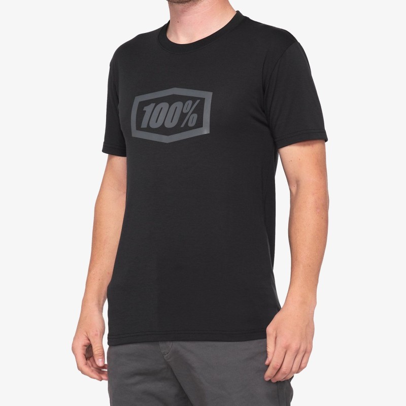 100 PROCENT KOSZULKA CODZIENNA Z KRÓTKIM RĘKAWEM (T-SHIRT) ESSENTIAL TECH BLACK/GREY KOLOR CZARNY/SZARY ROZMIAR M (1)