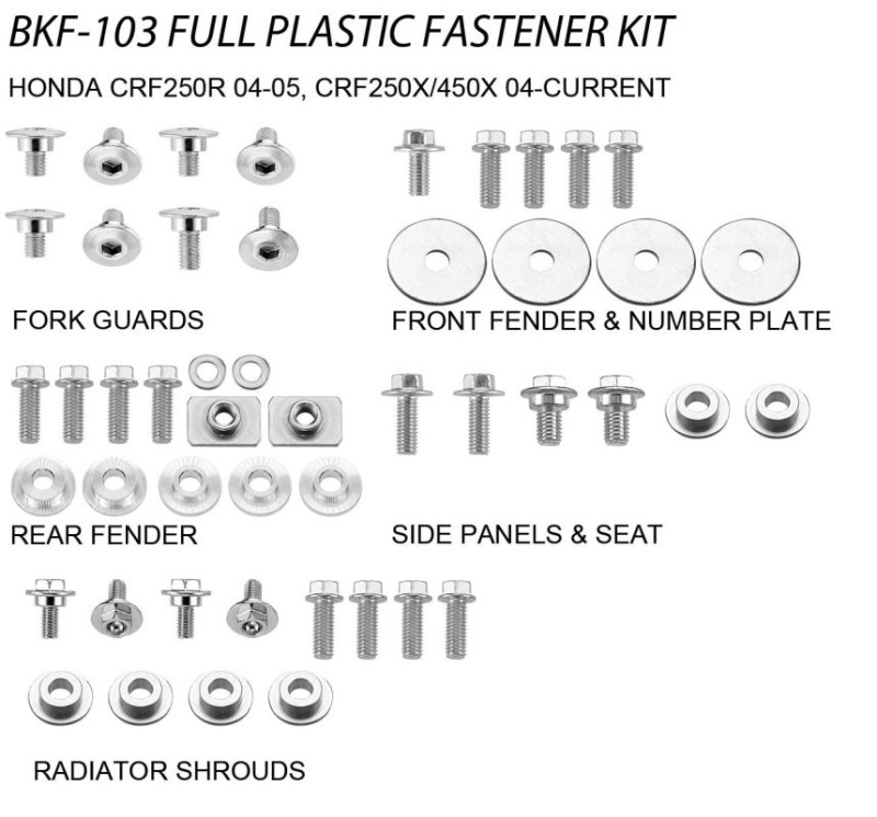 ACCEL KOMPLET ŚRUB DO PLASTIKÓW HONDA CRF 250R '04-05, CRF 250/450X '04-20 (BKF-103)