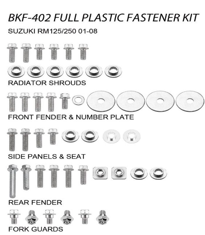 ACCEL KOMPLET ŚRUB DO PLASTIKÓW SUZUKI RM 125/250 '01-08 (BKF-402)