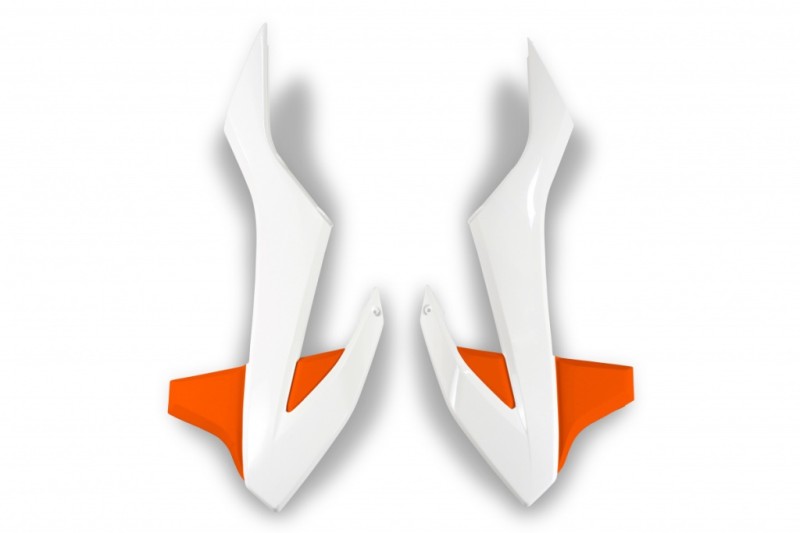 UFO OSŁONY CHŁODNICY KTM SX 85 '18-2023 KOLOR OEM '19 (BIAŁY/POMARAŃCZOWY)