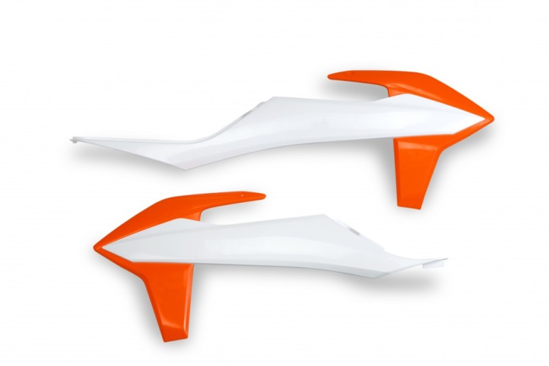 UFO OSŁONY CHŁODNICY KTM SX/SXF(SX-F) 125/150/250/350/450 '19-'22, EXC 125 '20-'21, EXC/EXCF(EXC-F) 150/250/300/350/450/500 TPI '20-2023 KOLOR OEM (POMARAŃCZOWY)