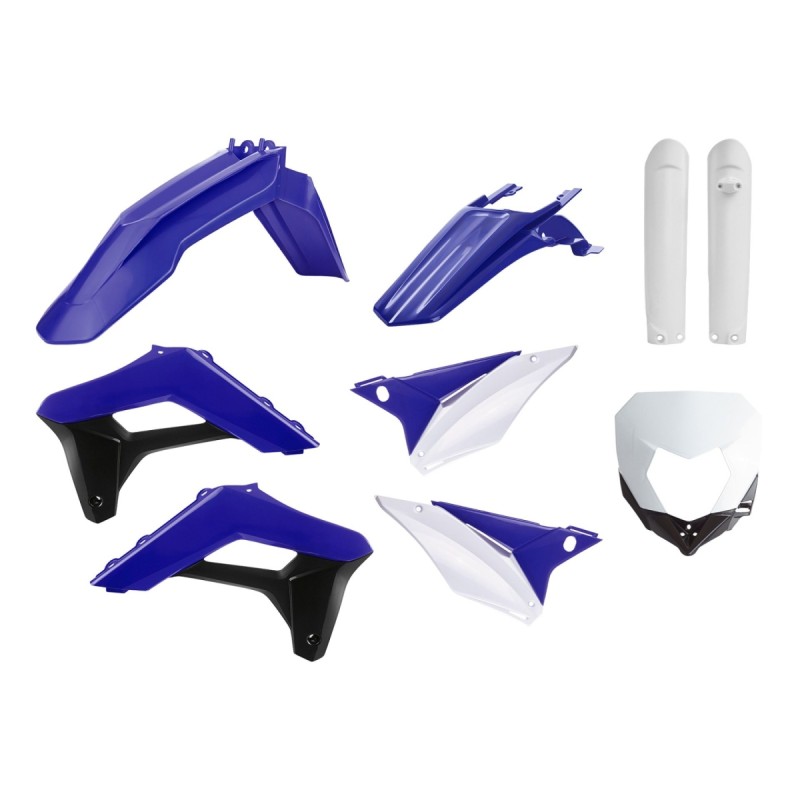POLISPORT KOMPLET PLASTIKÓW (FULL KIT) SHERCO SE-R/SEF-R '17-'23 W ZESTAWIE OSŁONA LAMPY (8679800003) I OSŁONY AMORTYZATORÓW (8398600002) KOLOR NIEBIESKI BIAŁY CZARNY OEM