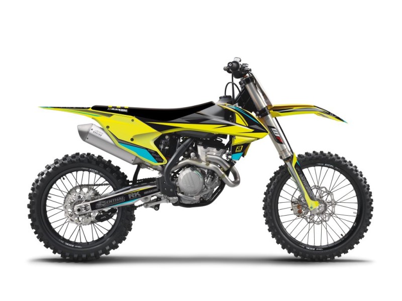 BLACKBIRD KOMPLET PLASTIKÓW I NAKLEJEK (OKLEIN) + POKROWIEC/POSZYCIE NA SIEDZENIE KTM SX-SXF 16-18, EXC 17-19 STEALTH ŻÓŁTY FLUO