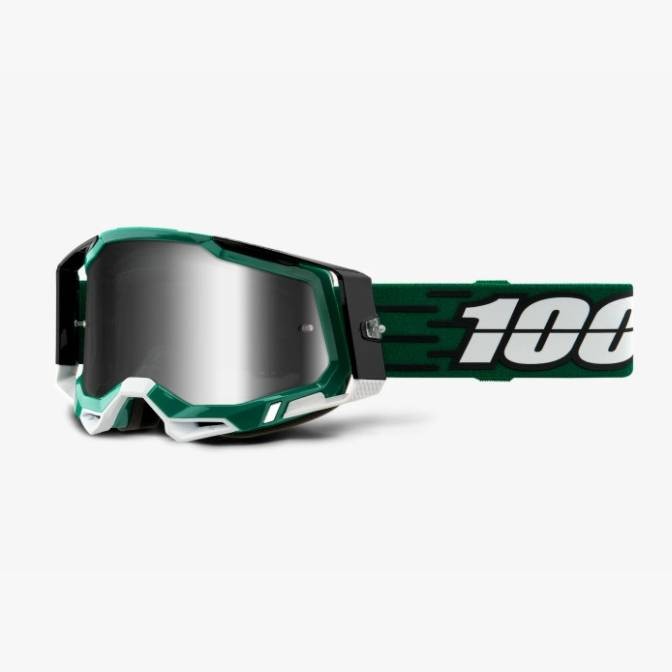 100 PROCENT WYPRZEDAŻ GOGLE RACECRAFT 2 MILORI - MIRROR SILVER LENS - KOLOR ZIELONY/CZARNY SZYBKA SREBRNE LUSTRO