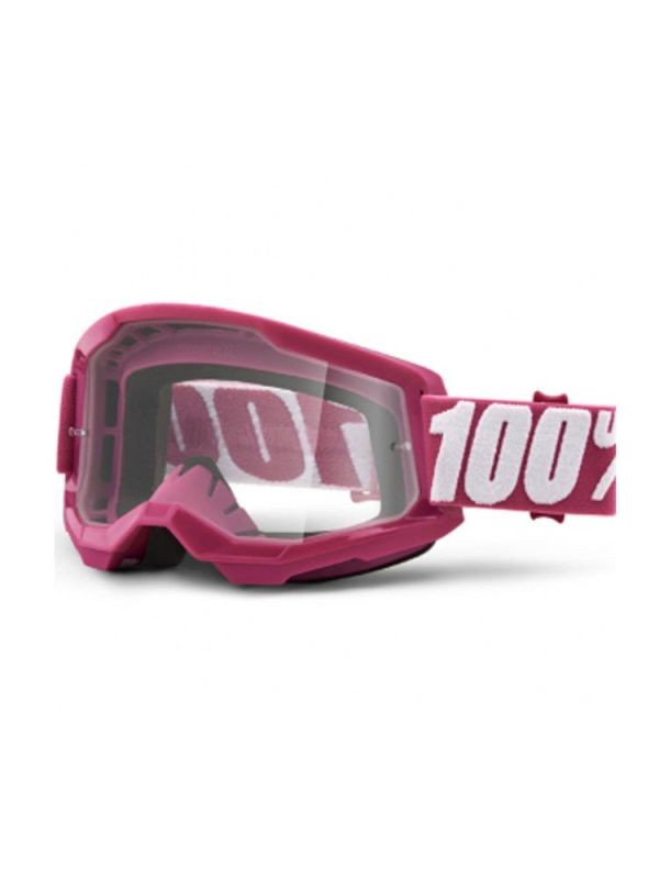 100 PROCENT GOGLE STRATA 2 YOUTH JUNIOR FLTETCHER - CLEAR LENS - KOLOR RÓŻOWY SZYBKA PRZEŹROCZYSTA