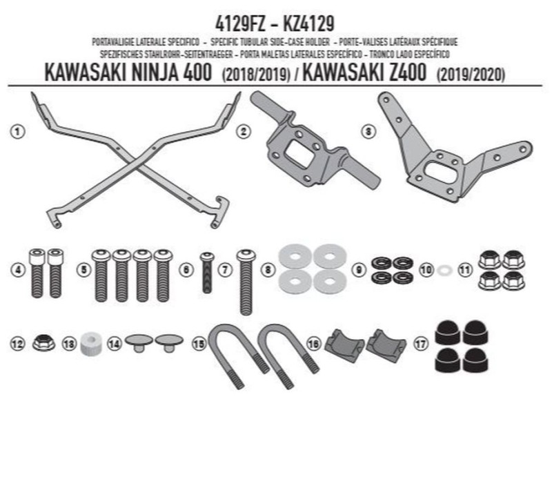 KAPPA STELAŻ KUFRA CENTRALNEGO KAWASAKI NINJA Z 400 (19-20) (BEZ PŁYTY)