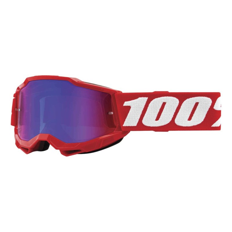 PROMOCJA 100 PROCENT GOGLE ACCURI 2 YOUTH JUNIOR RED - NEON RED/BLUE LENS - KOLOR CZERWONY SZYBKA NIEBIESKIE/CZERWONE LUSTRO STARY KOD: 50321-254-03