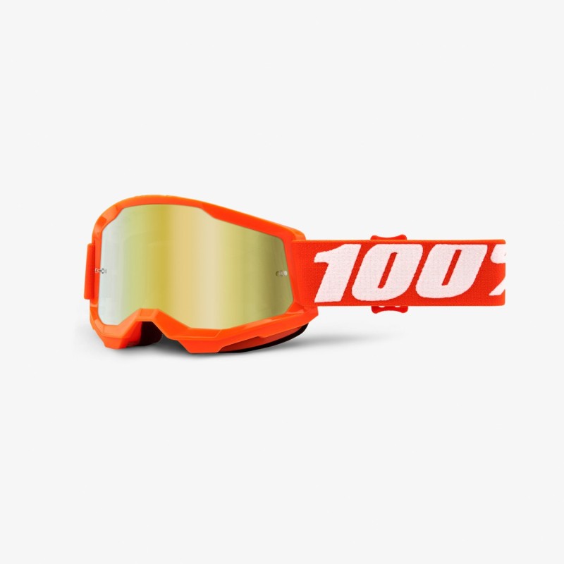 100 PROCENT GOGLE STRATA 2 YOUTH JUNIOR ORANGE - MIRROR GOLD LENS - KOLOR POMARAŃCZOWY/BIAŁY SZYBKA ZŁOTE LUSTRO STARY KOD: 50521-259-05